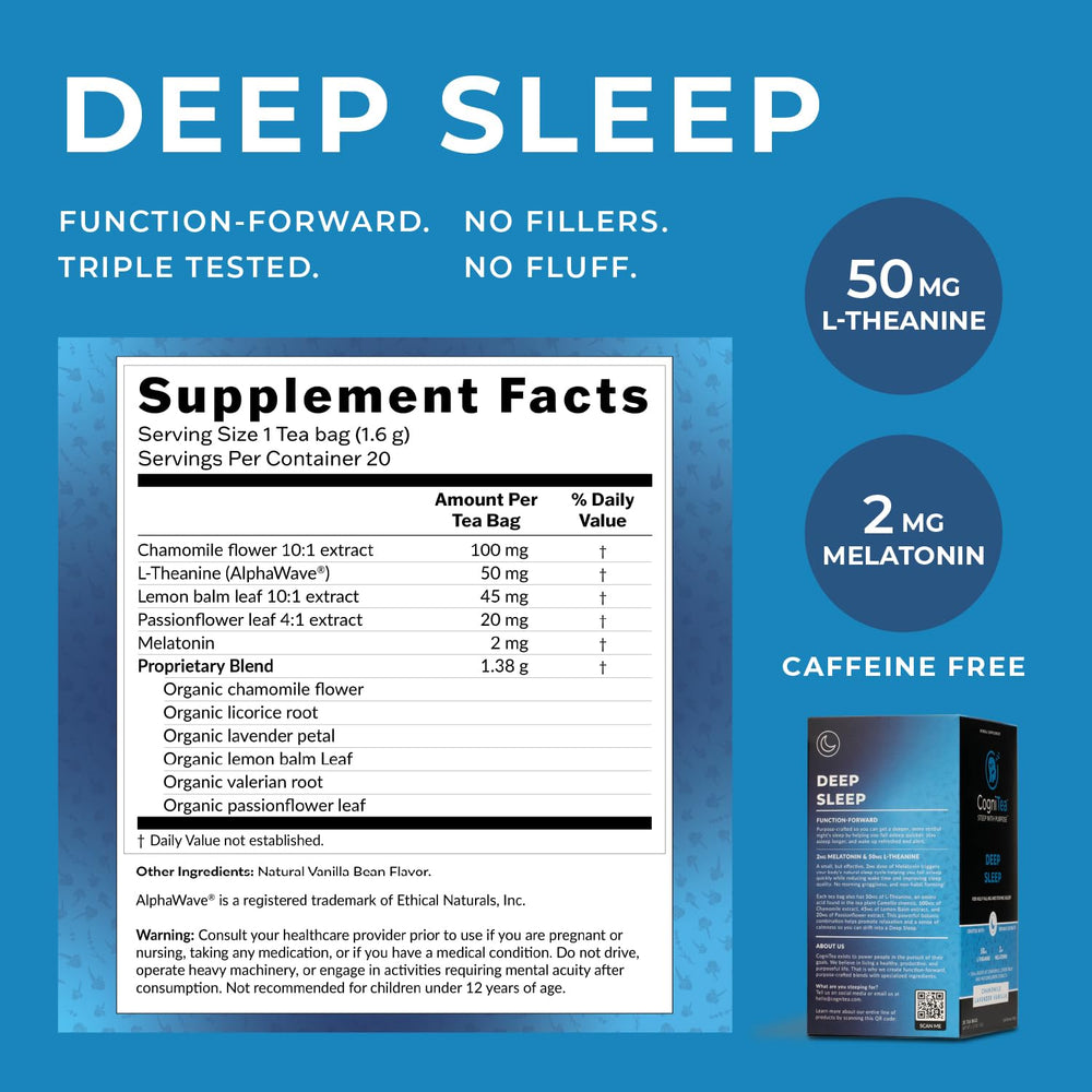 CogniTea loose leaves and herbs detail highlighting organic ingredients benefit