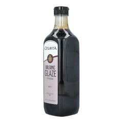 Close-up of Colavita glaze pouring to show silky texture and easy application benefit