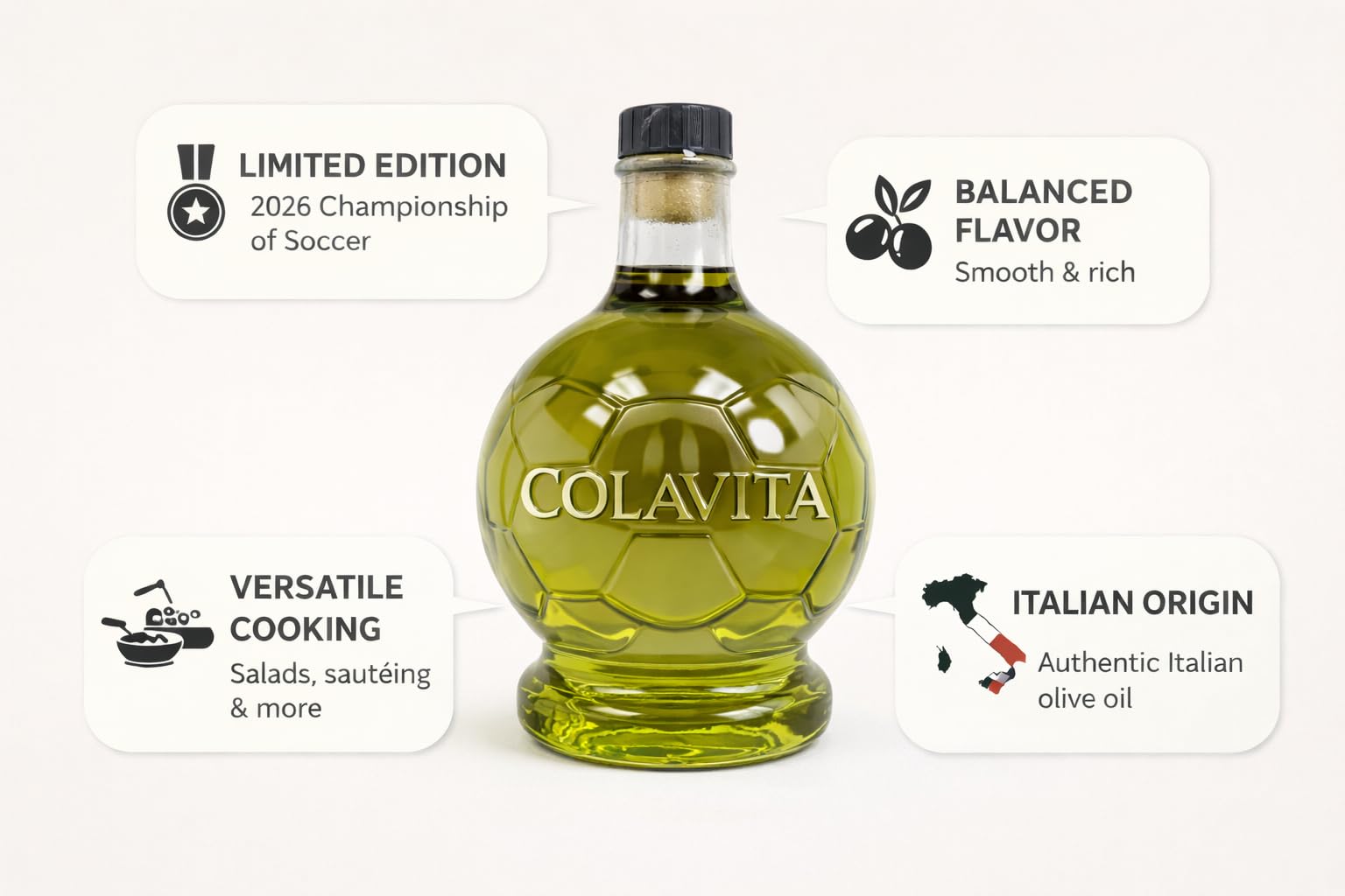 Colavita bottle artwork closeup highlighting vibrant tournament design and collectible value