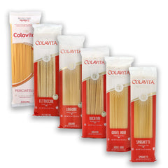 Colavita front packaging showing the 6-pack long-cut pasta and easy pantry use