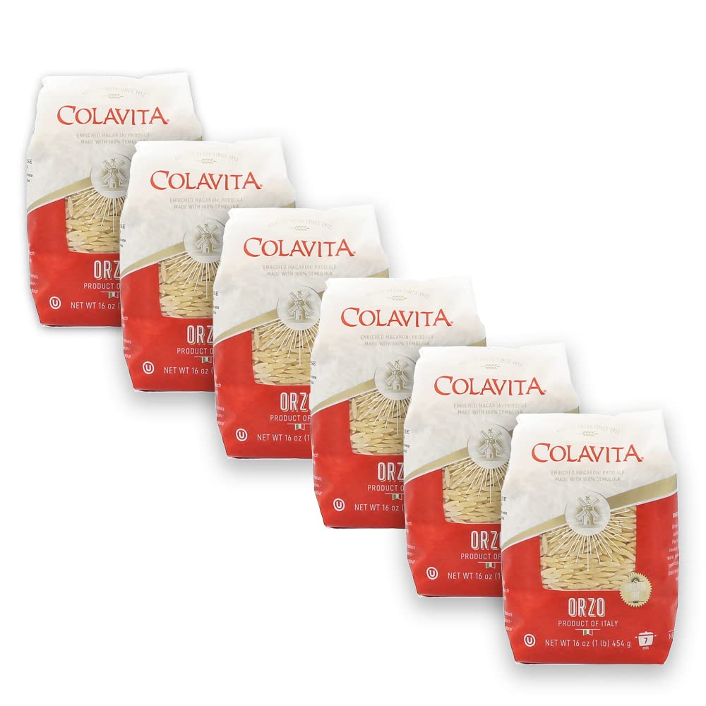 Colavita orzo front pack showing small rice-shaped pasta, quick-cooking