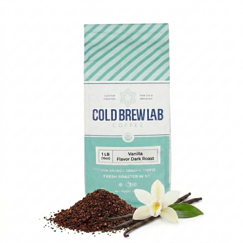 COLD BREW LAB front packaging showing 1 lb bag and organic label, ensures freshness