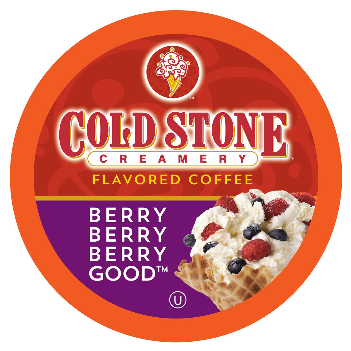 Cold Stone Creamery Beverages box front showing berry pod assortment and convenience
