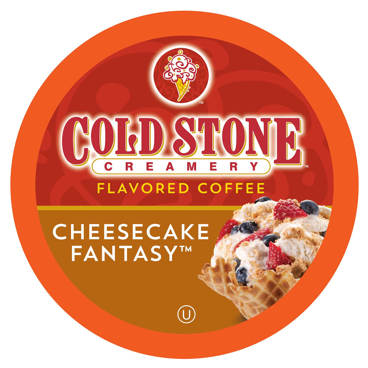 Cold Stone Creamery Beverages front box showing 40-count and cheesecake flavor benefit of variety