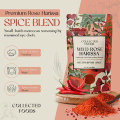 Collected Foods open jar revealing flakes and rose petals for versatile cooking