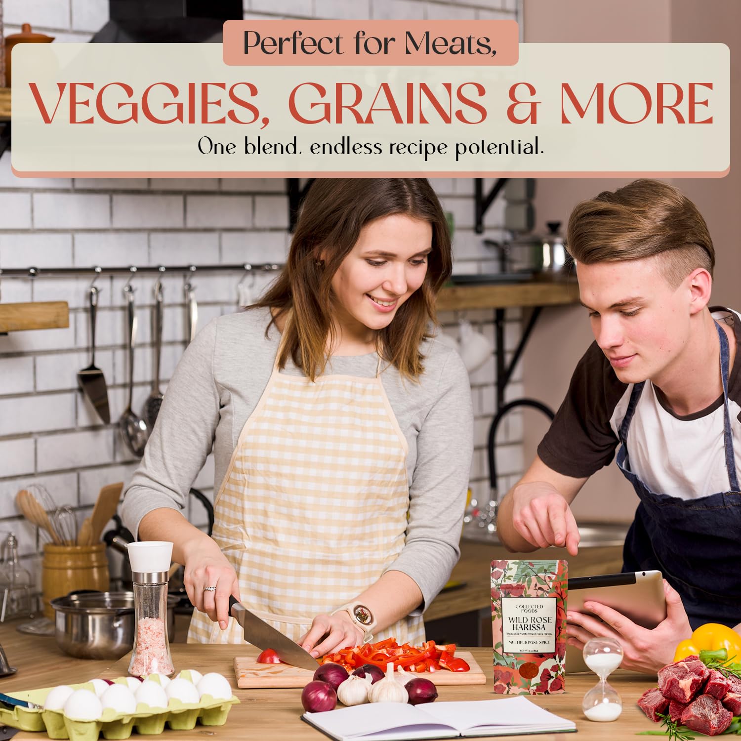 Collected Foods sprinkled on roasted vegetables adding smoky floral depth