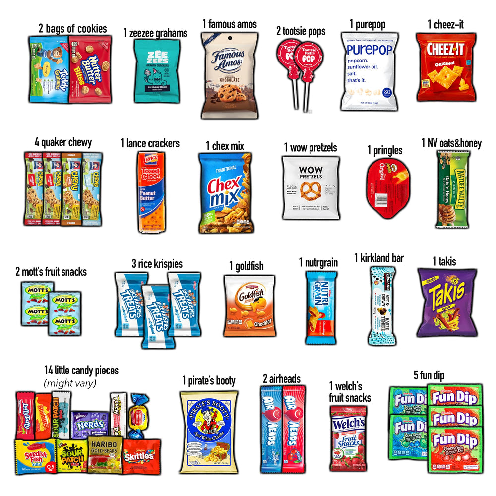 CollegeBox opened with assorted snacks visible — easy selection benefit