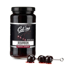 Collins Chicago front jar view showing bourbon cherries and attractive packaging benefit