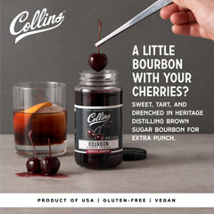 Collins Chicago label close-up highlighting Heritage Distilling bourbon infusion benefit