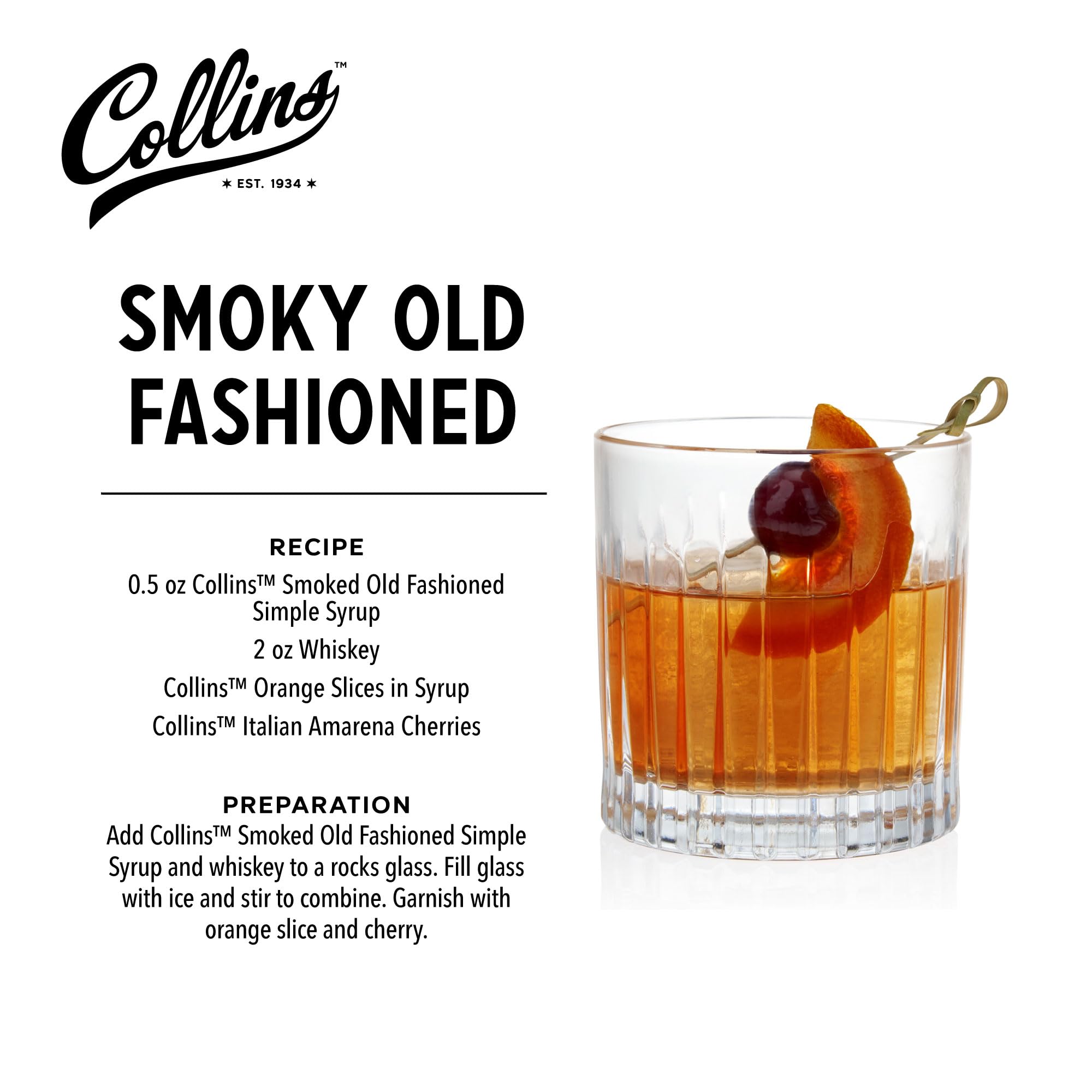 Collins candied orange slices on spoon showing bright garnish and aroma