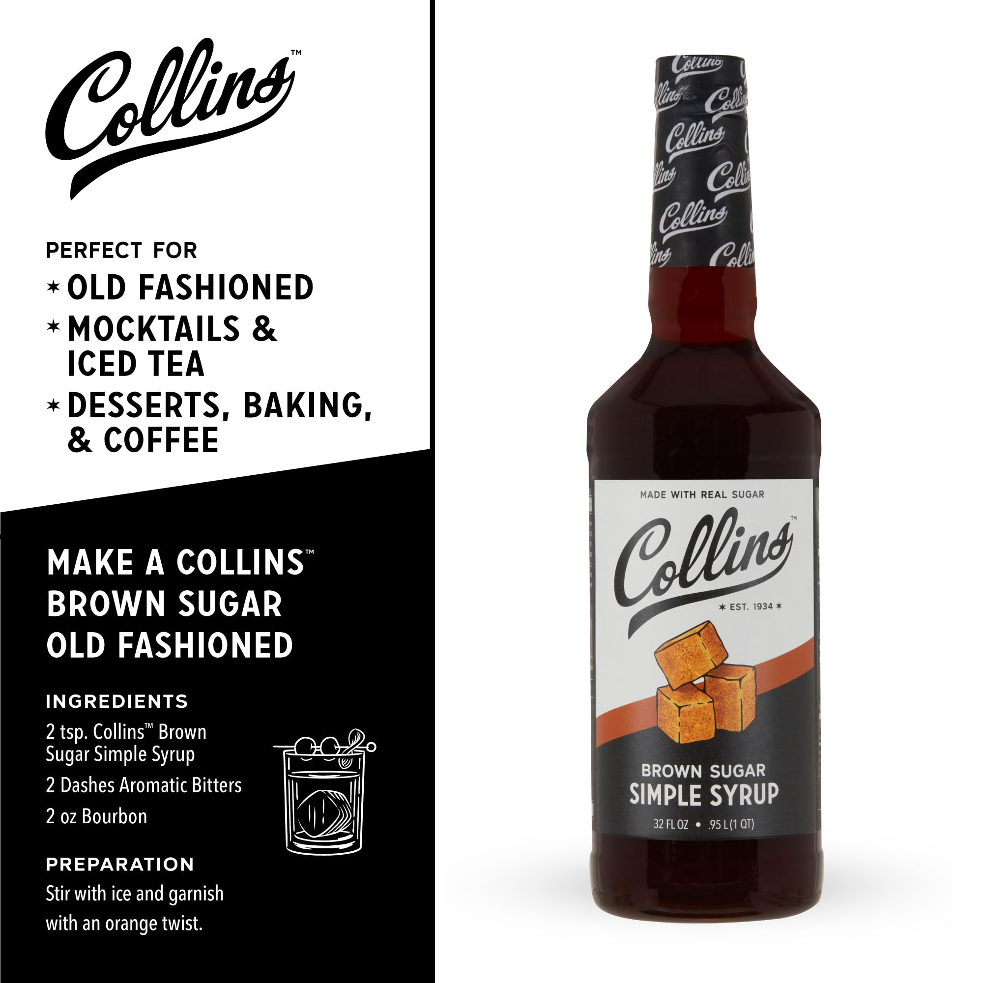 Collins Chicago syrup pouring stream showing easy mixing benefit