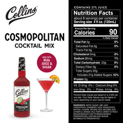 Collins Cosmopolitan Mix served in a martini glass for a classic presentation