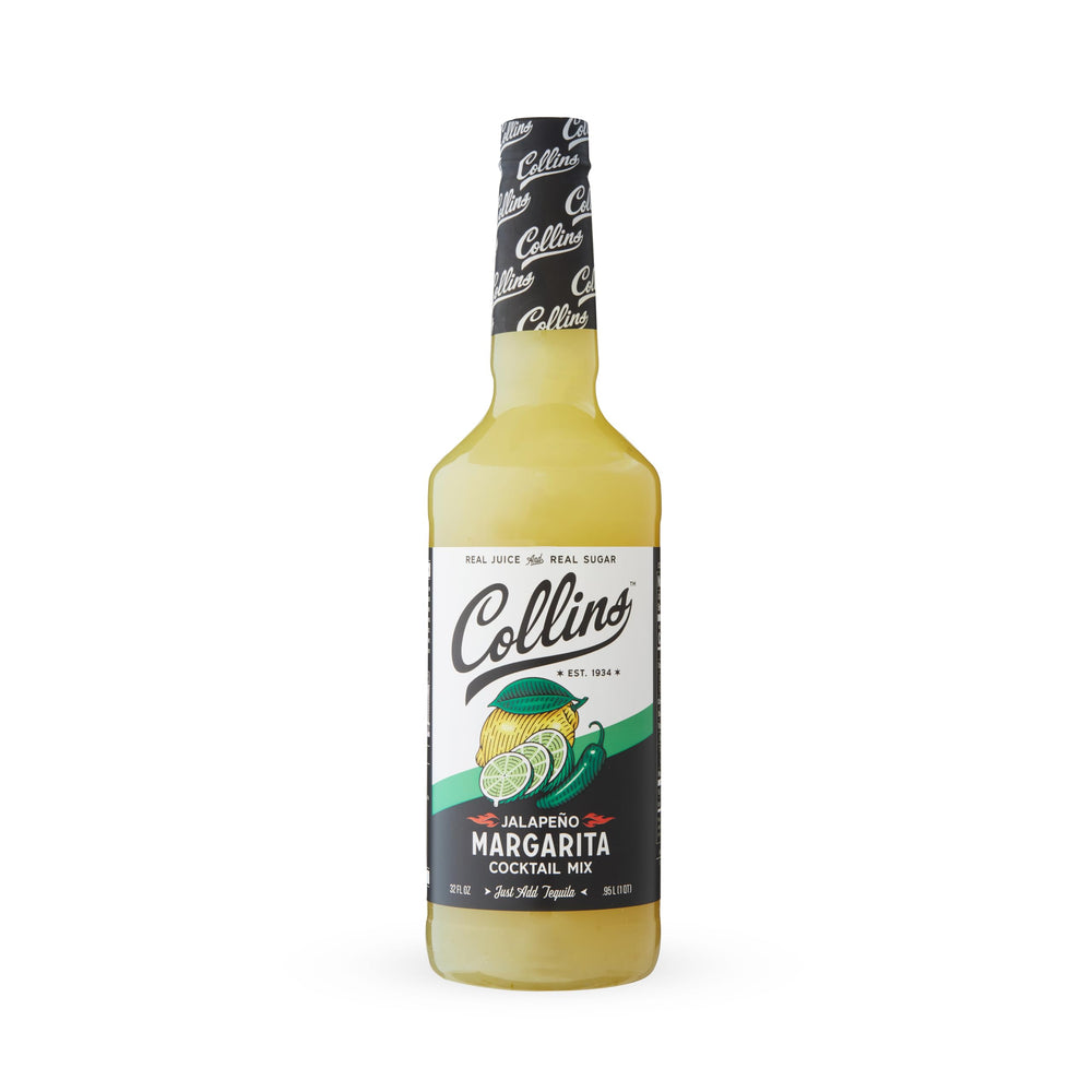 Collins Chicago front bottle view showing spicy margarita mixer and easy use