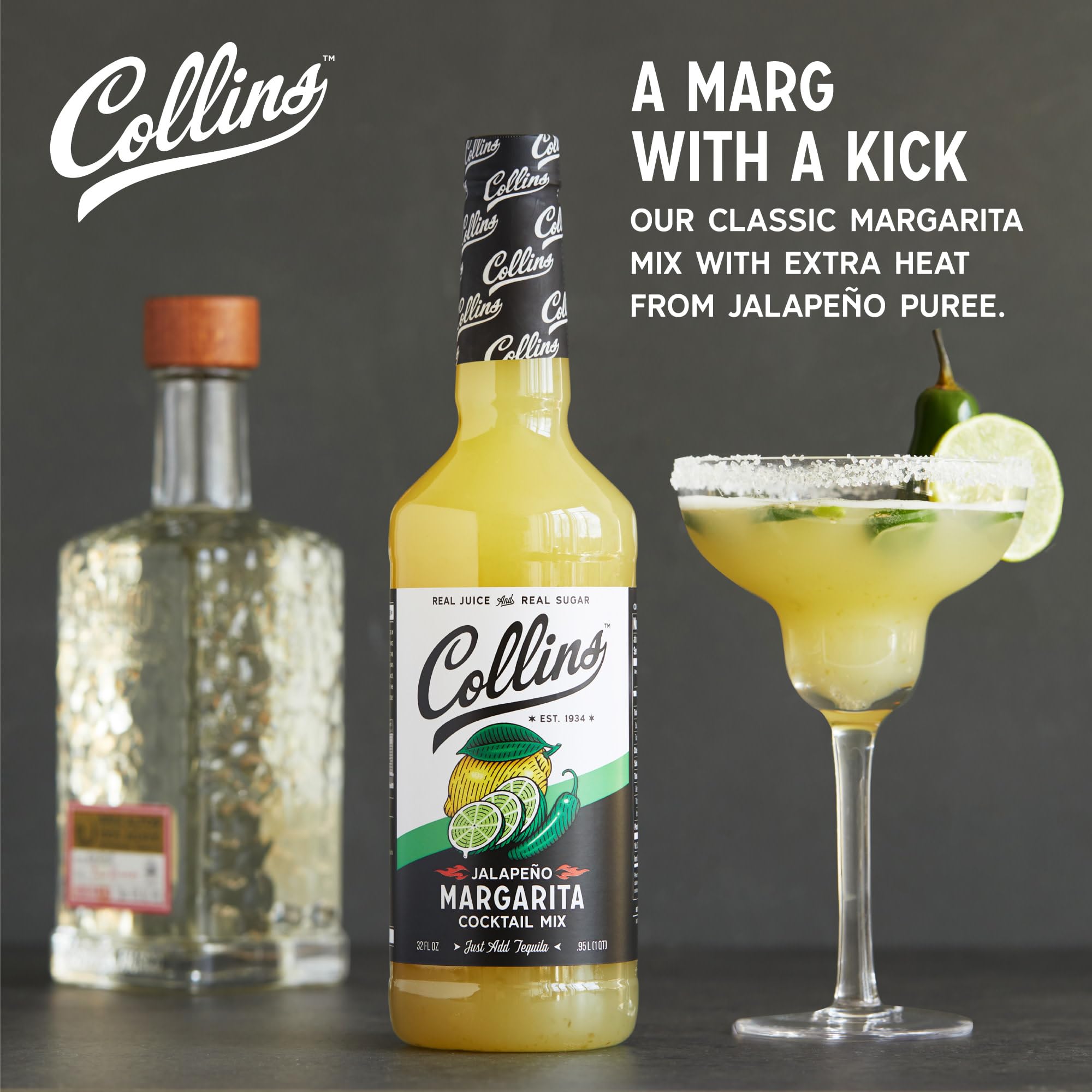 Collins Chicago label close-up highlighting ingredients and citrus notes