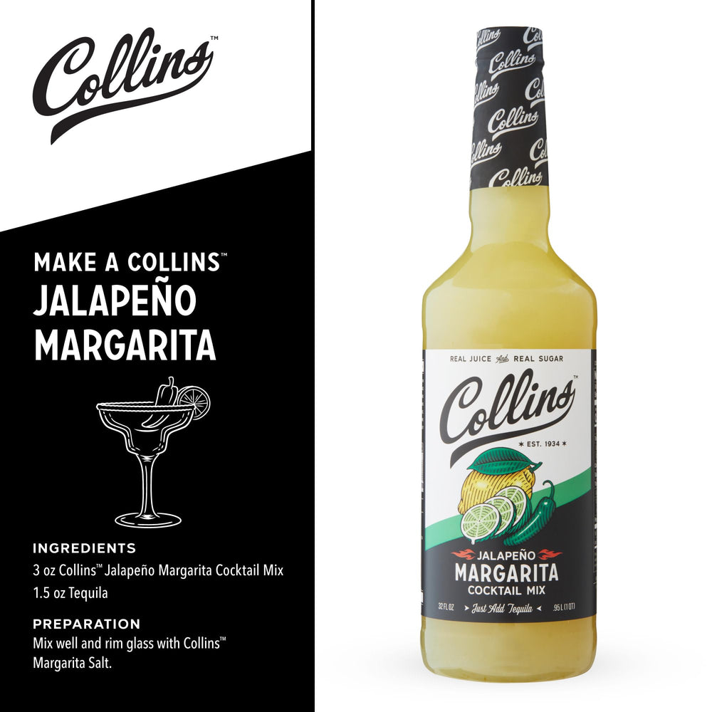 Collins Chicago pouring mix into glass with ice to create a margarita