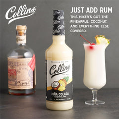 Collins mixing bottle pouring into glass, demonstrates easy single-serve preparation