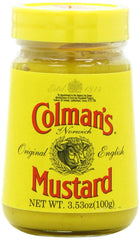 Colman's front packaging showing label and 3.53 oz jar, highlights heritage brand