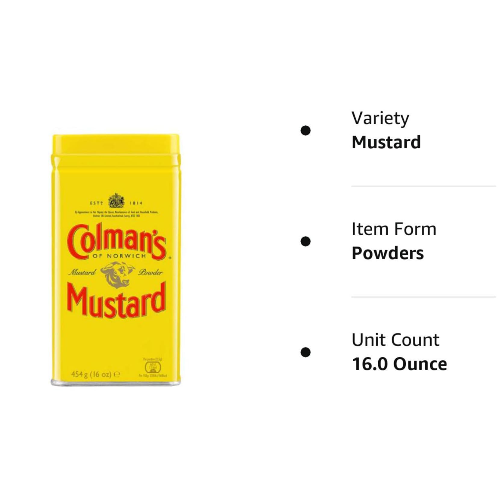 Colman's mustard powder with measuring spoon showing easy portion control