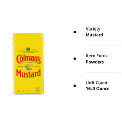 Colman's mustard powder with measuring spoon showing easy portion control