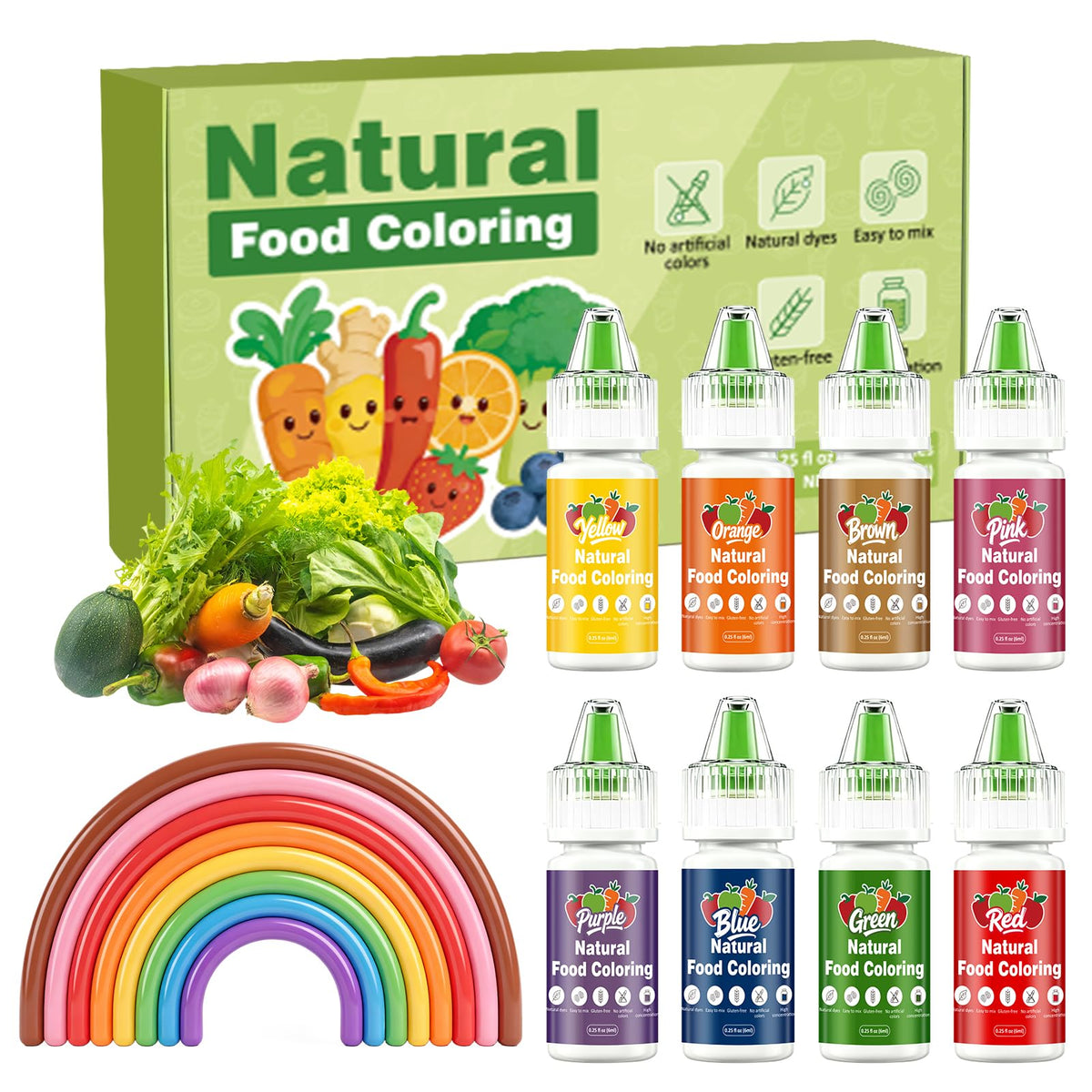 COLMIUX front packaging showing eight natural food colors and benefits