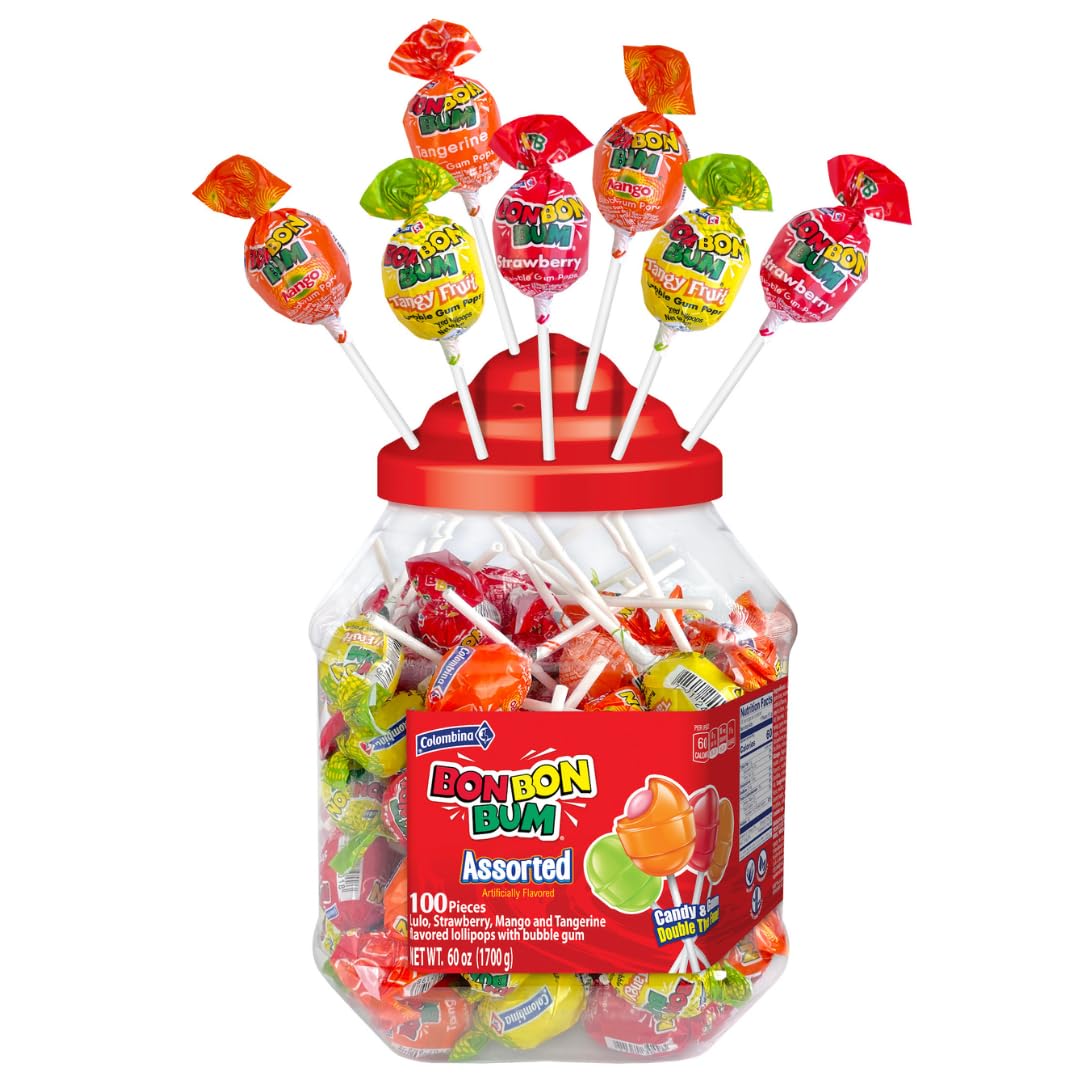 Colombina jar front view showing label and quantity, ideal for party use