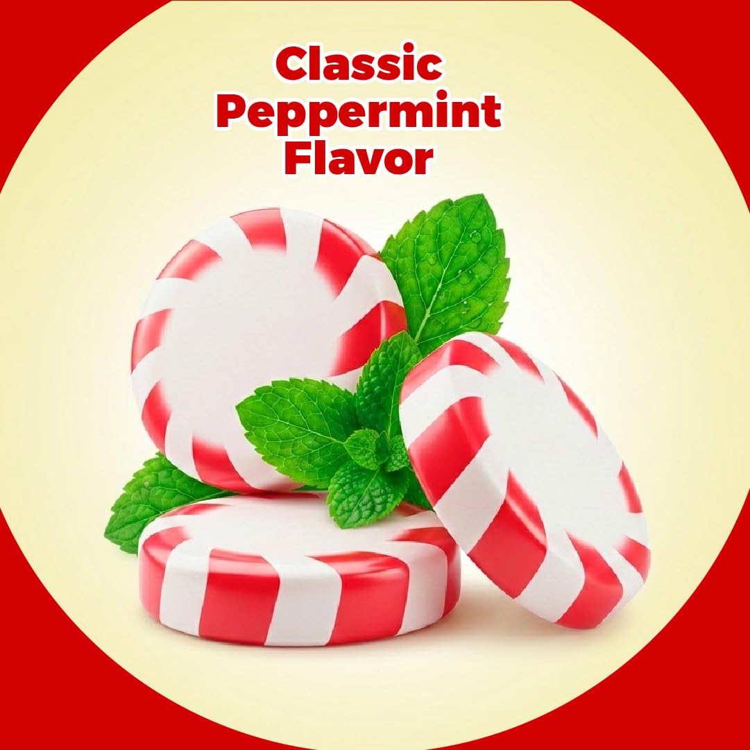 Top view pile of Colombina mints demonstrating uniform size and minty appeal