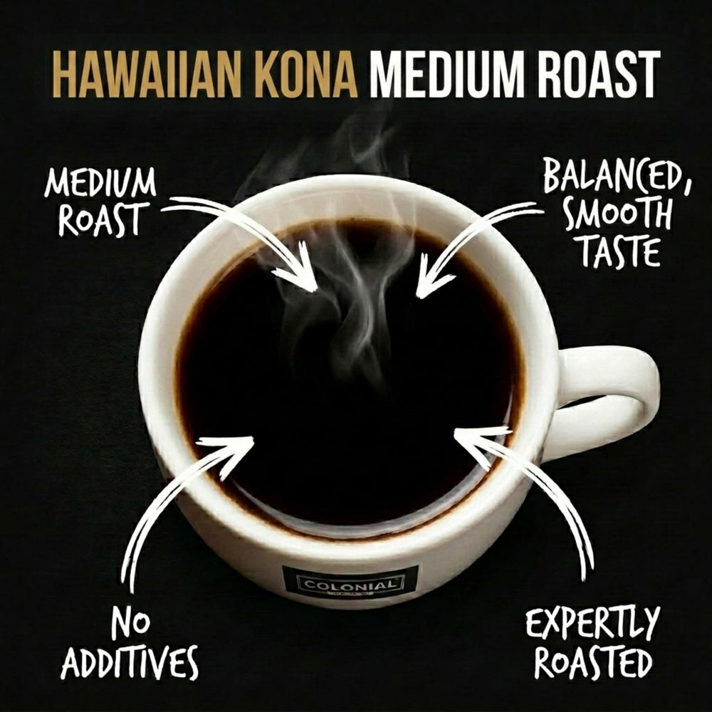 Colonial Coffee poured cup with crema showing aroma and smooth taste benefit