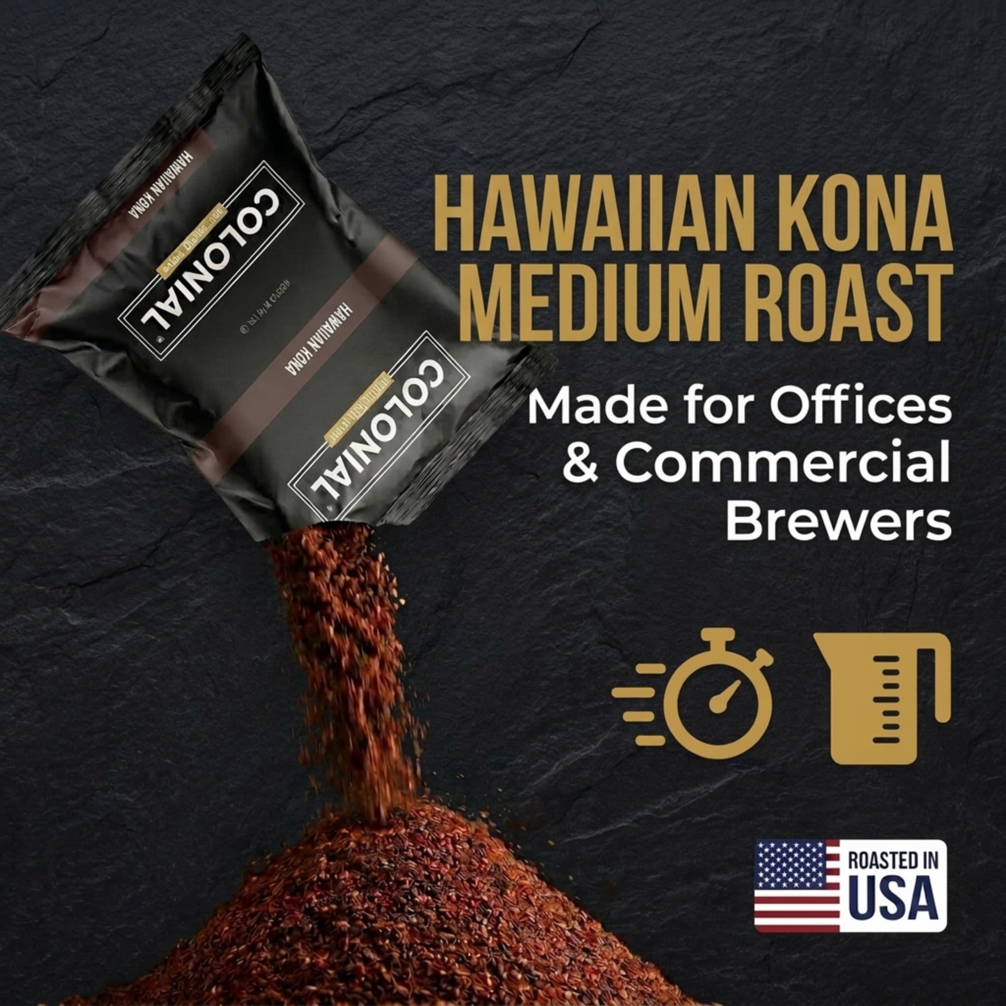 Colonial Coffee single frac pack closeup highlighting easy portioning benefit
