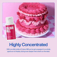 Colour Mill drop of oil-based color on buttercream demonstrating smooth incorporation