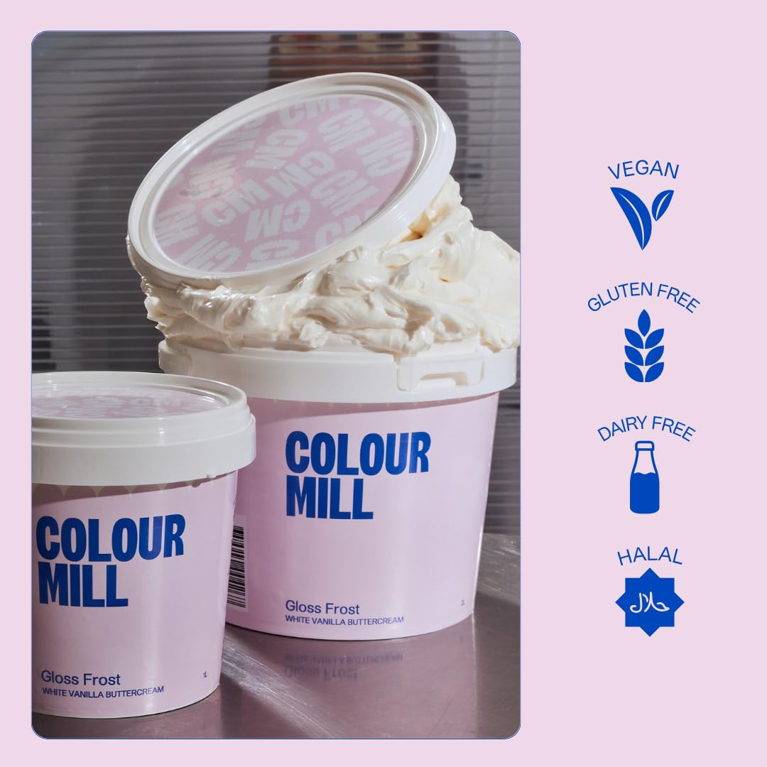 Colour Mill label close detail highlighting vegan and gluten-free benefit