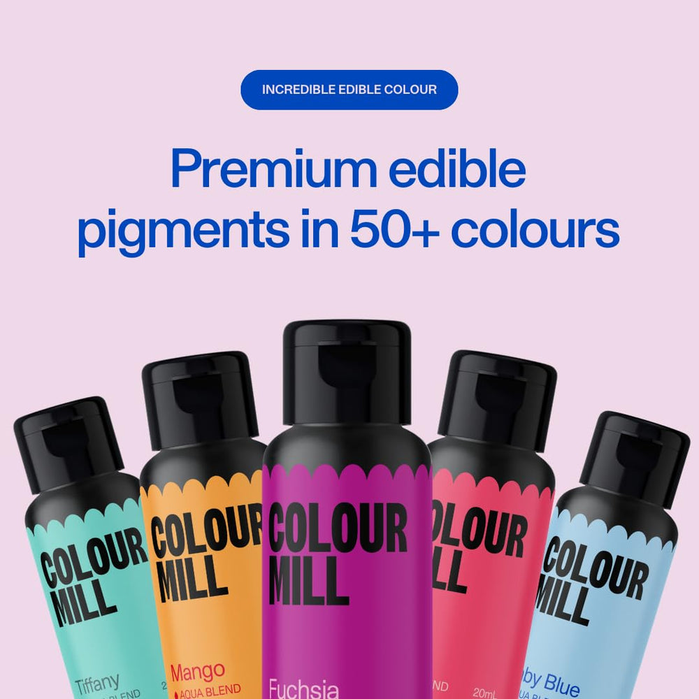 Colour Mill colored macarons lifestyle showing finished confections and consistent, oil-free coloring