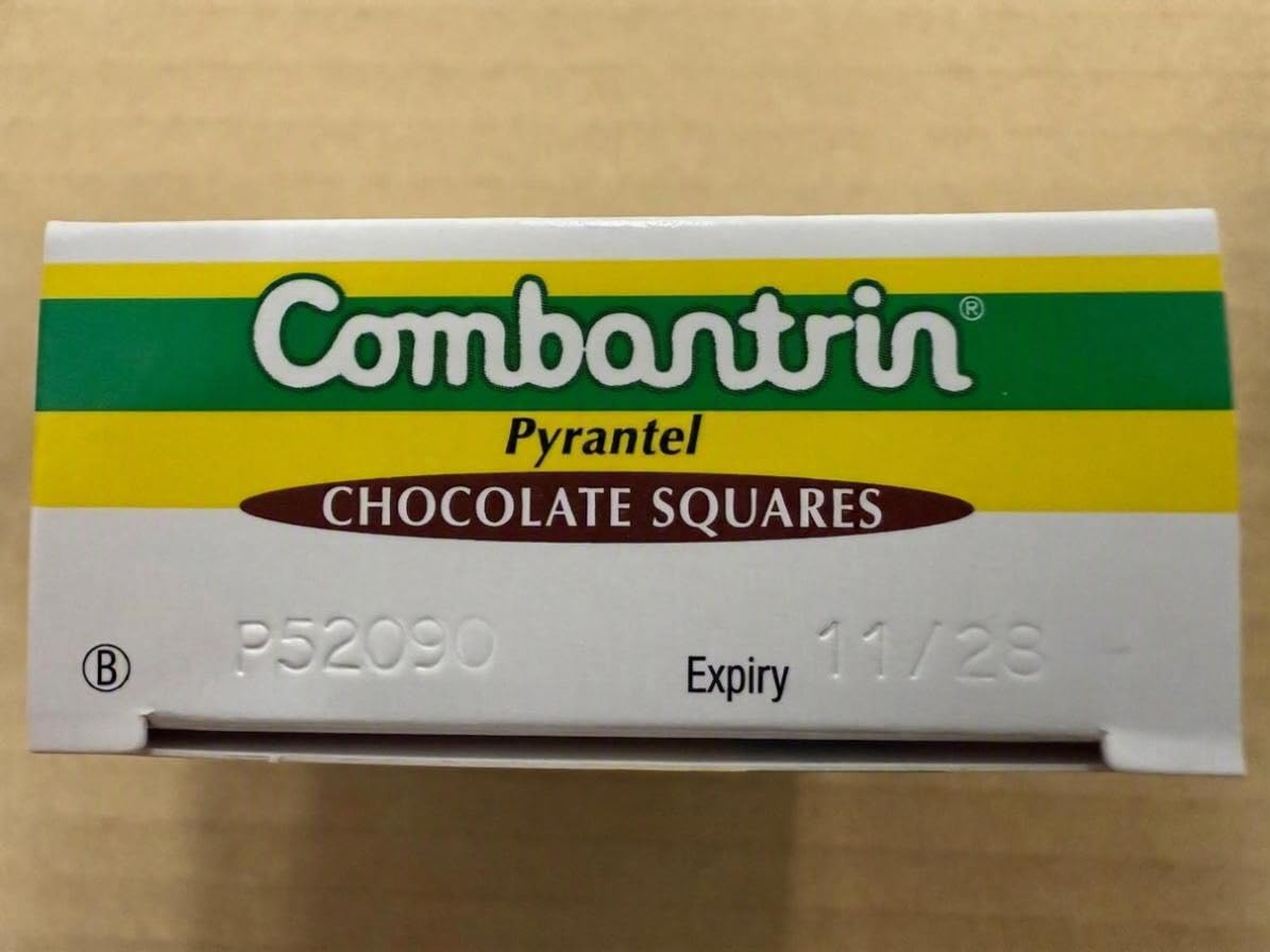 Combantrin close-up of chocolate square texture for easy administration