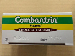 Combantrin close-up of chocolate square texture for easy administration
