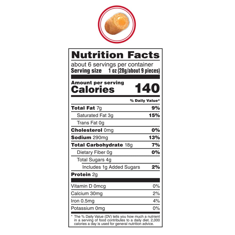 Combos nutrition label closeup, helps viewers verify ingredients and calories