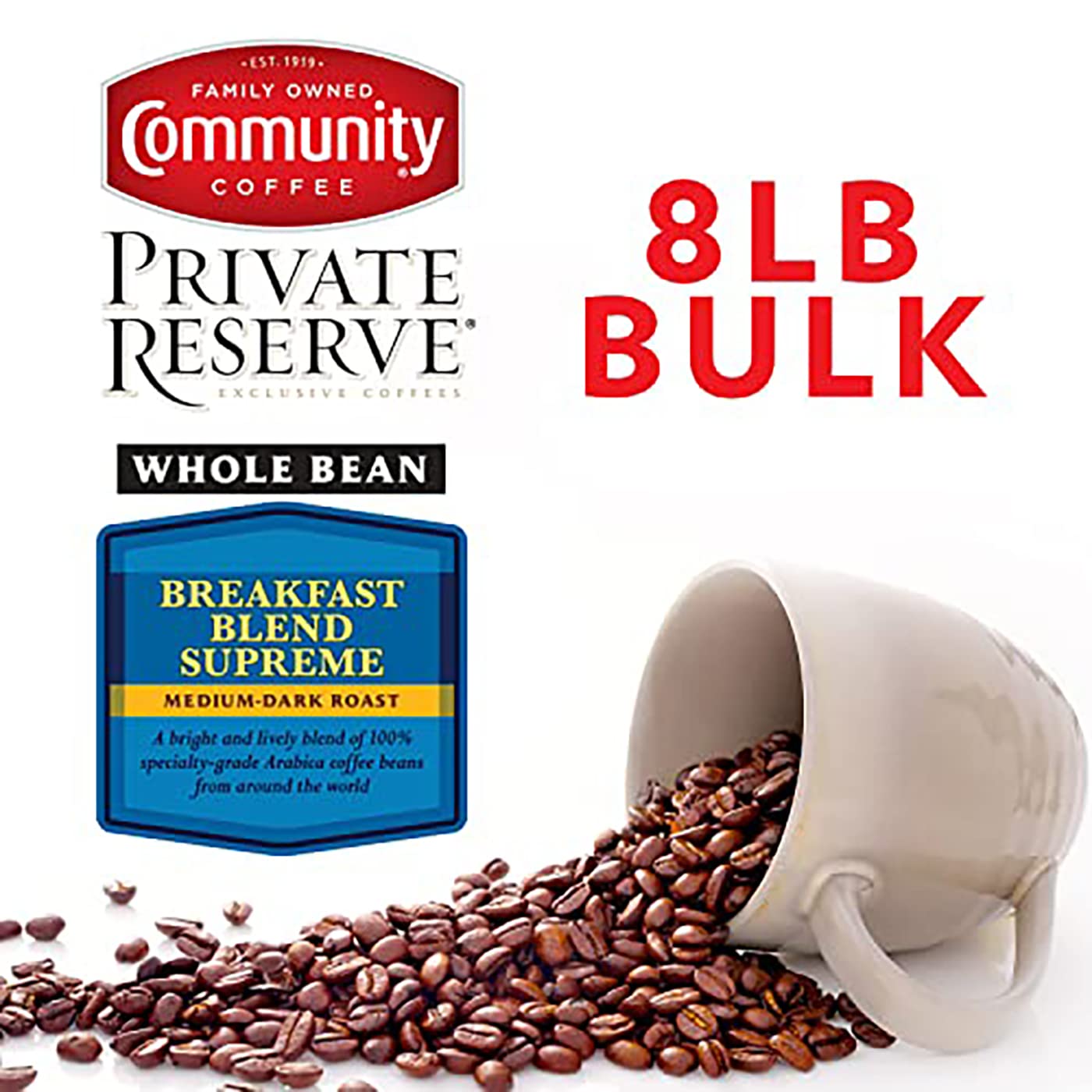 Community Coffee bean close-up revealing roast color and texture benefits