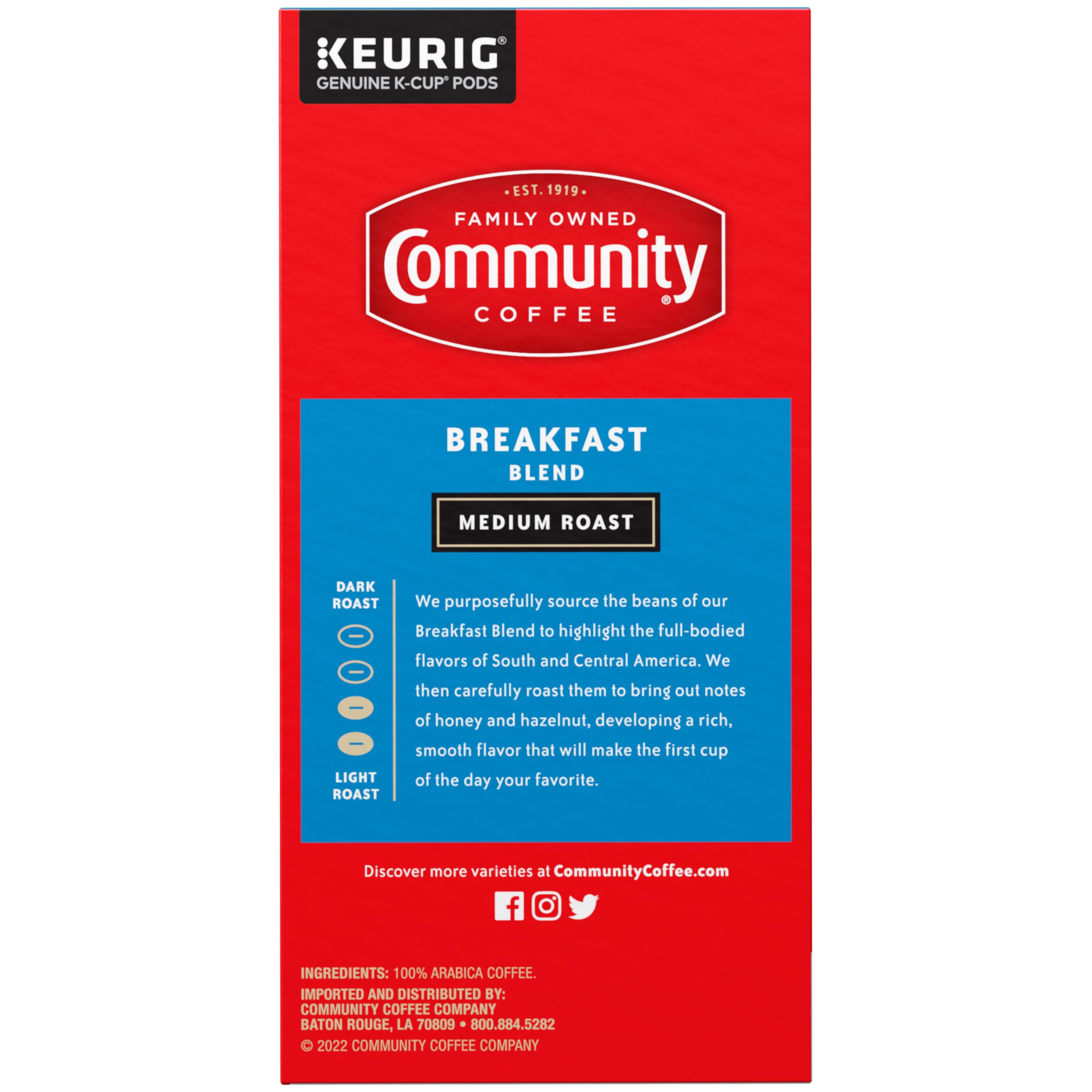 Community Coffee roasted beans with honey and hazelnut notes visualizing flavor profile