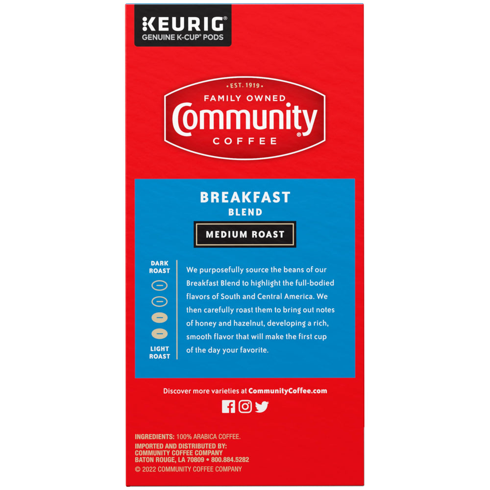 Community Coffee roasted beans with honey and hazelnut notes visualizing flavor profile