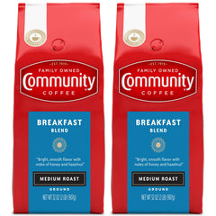 Community Coffee pack front showing brand and Breakfast Blend — clear product identity and approachable flavor