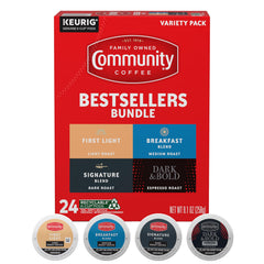Community Coffee front packaging showing the variety pack and convenient pods