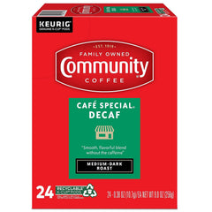Community Coffee brewed cup of decaf displaying rich color and smooth crema