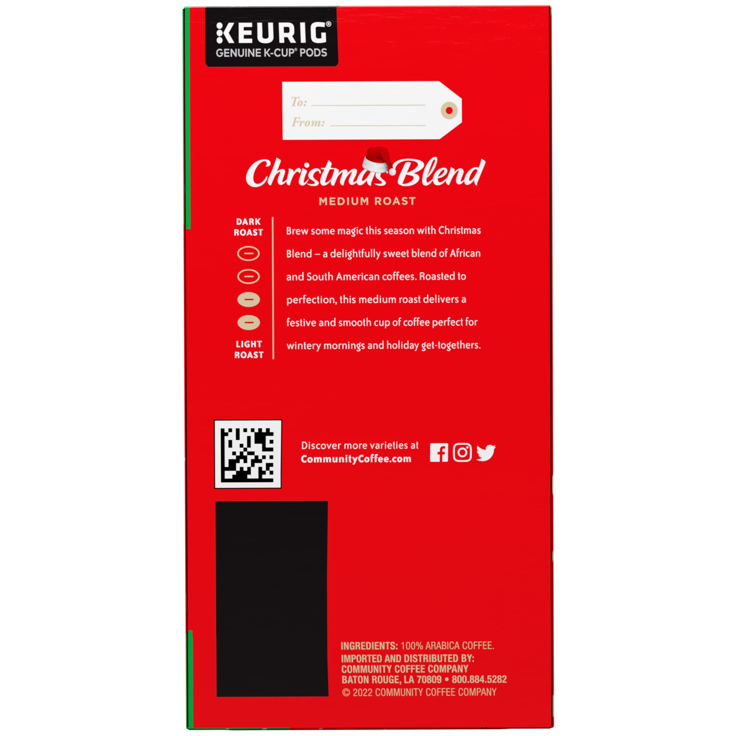 Brewed cup of Community Coffee Christmas Blend steaming, showing rich color and quick enjoyment