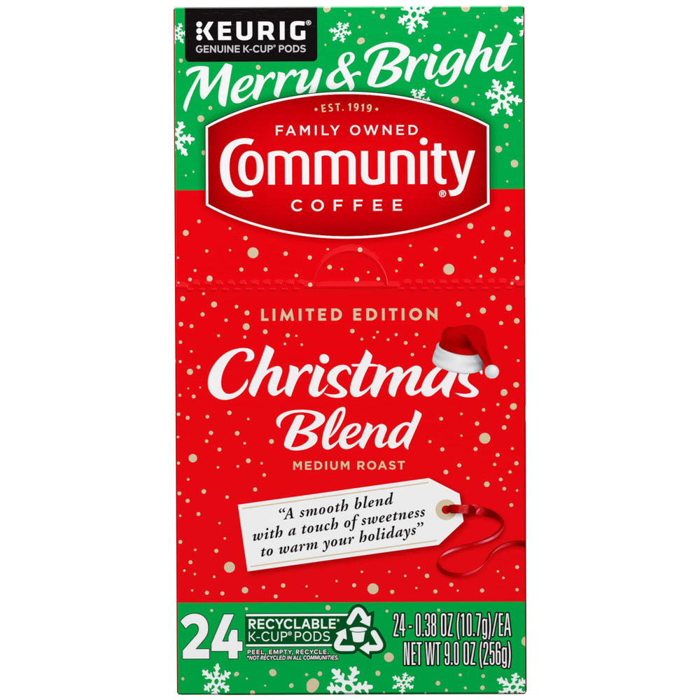 Open box of Community Coffee pods arranged neatly to show easy storage and portioned servings