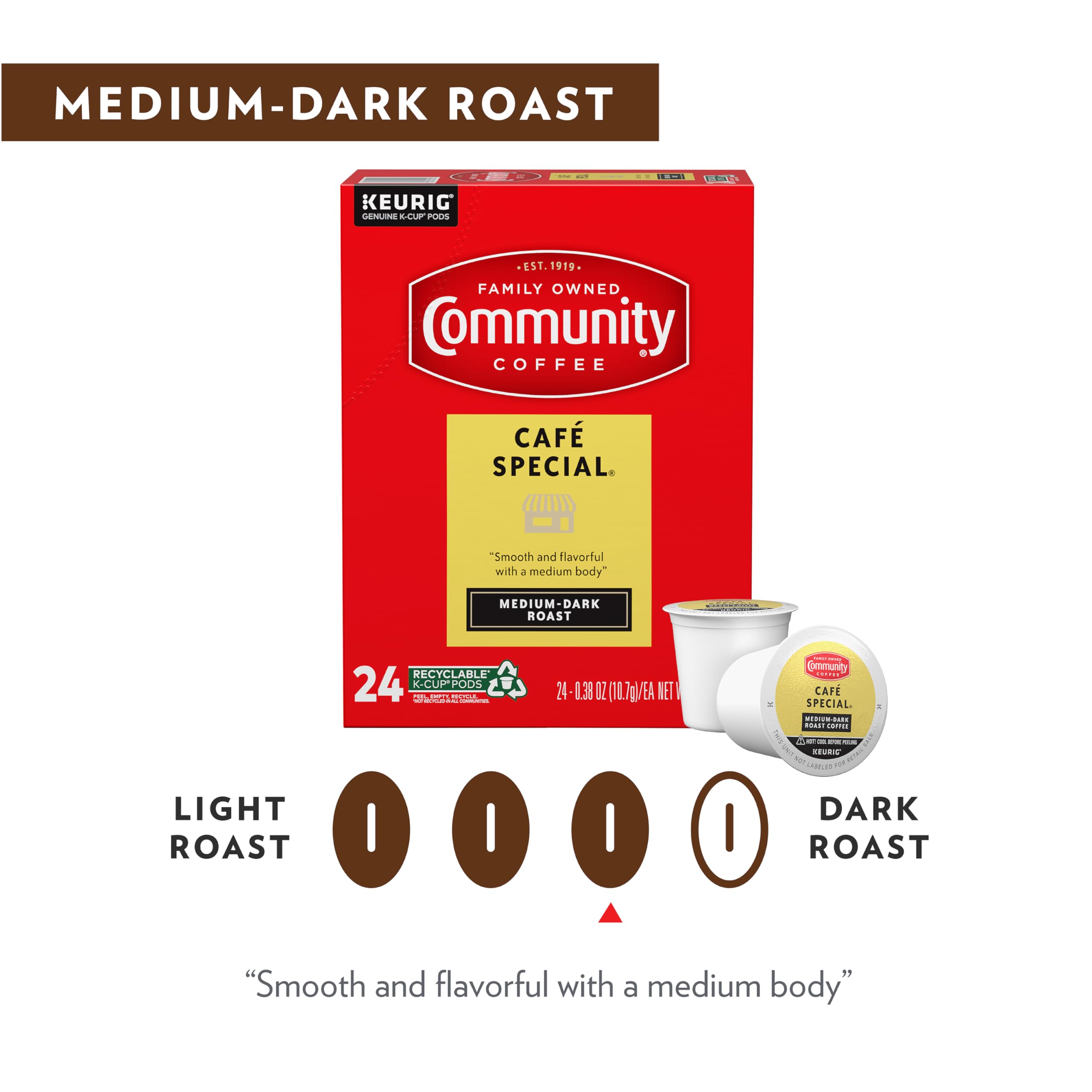 Steaming cup brewed from Community Coffee pods demonstrating rich aroma