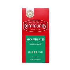 Community Coffee front bag view showing 23 oz decaf and freshness benefit