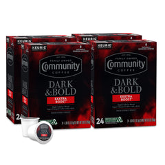 Community Coffee front packaging showing bold design and 96-count convenience