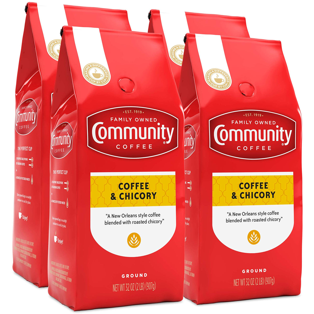 Community Coffee front of bag showing branding and 32 oz pack benefit
