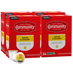 Community Coffee front packaging showing 96 pods and brand freshness benefit
