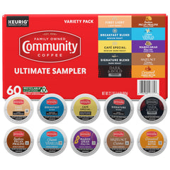Community Coffee front packaging showing variety pack and branding for quick selection