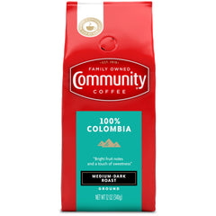 Community Coffee front packaging shows 12 oz bag and clear roast identity benefits convenience
