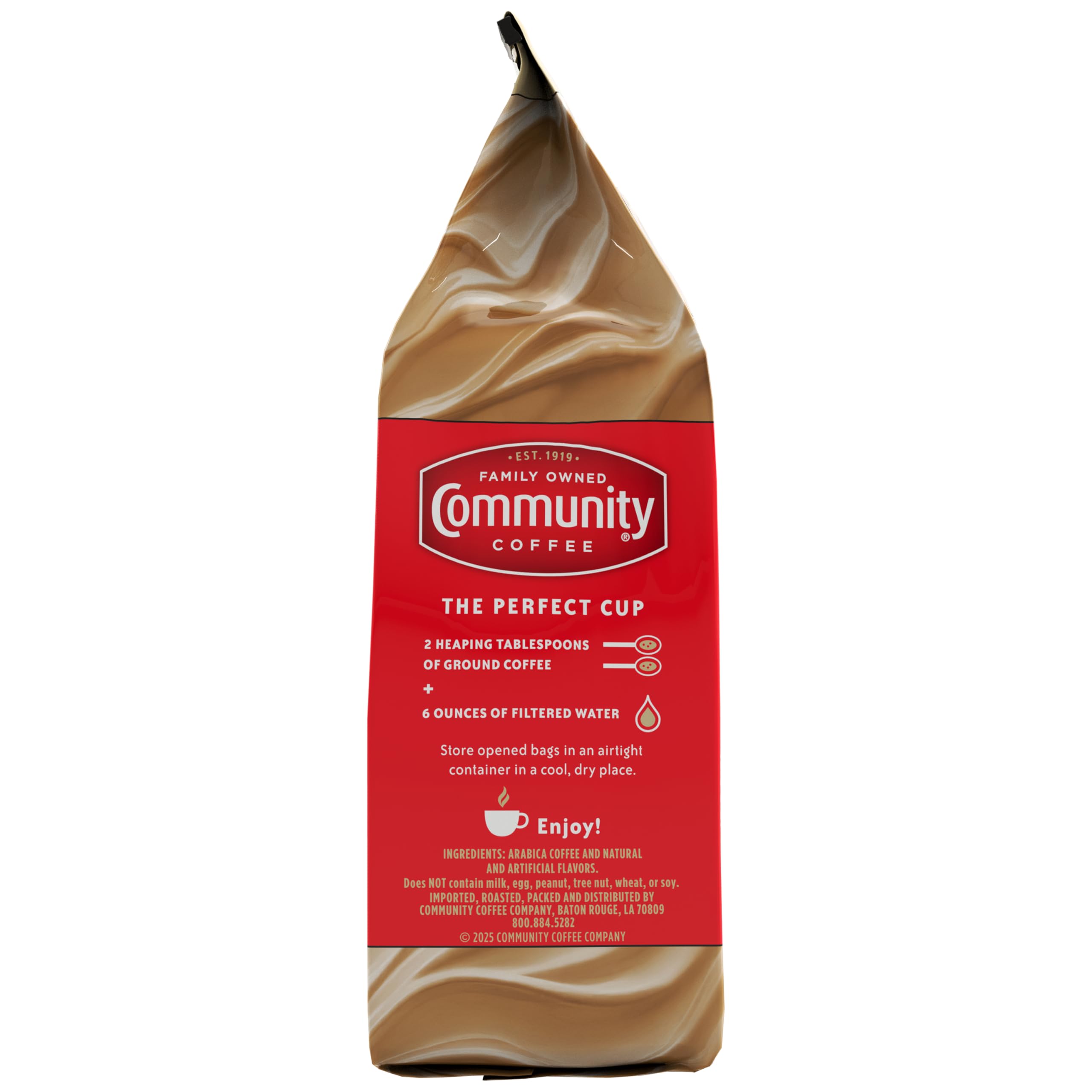Community Coffee ground texture close-up showing medium grind for versatile brewing